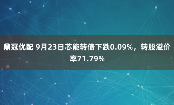 鼎冠优配 9月23日芯能转债下跌0.09%，转股溢价率71.79%